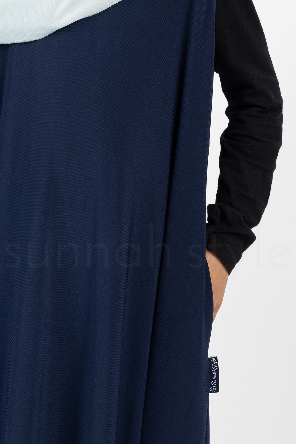 Sunnah Style Girls Sleeveless Jersey Abaya Navy Blue